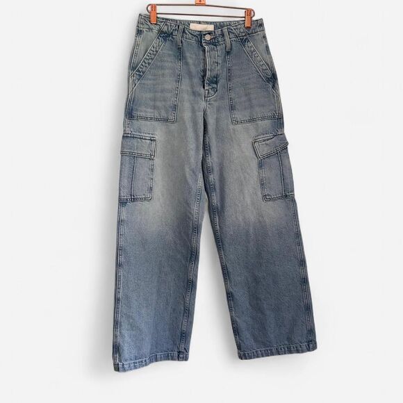 Mother The Spinner Cargo “Nerdy in Let’s Bounce” Light Wash Utility Jeans 26 - Picture 3 of 8